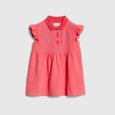 Gucci Babies' Kleid Aus Baumwoll-piqué In Pink