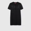 Gucci Fine Wool Dress With Gg Crystals In Black