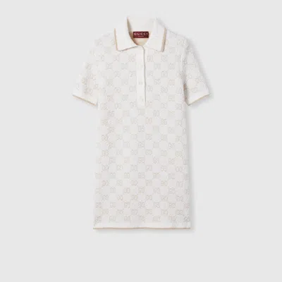 Gucci Gg Cashmere Wool Jacquard Dress In White