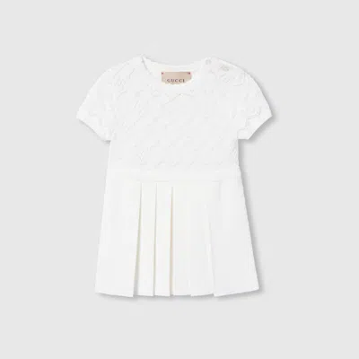 Gucci Babies' Kleid Aus Viskose Mit G Rhombus In White