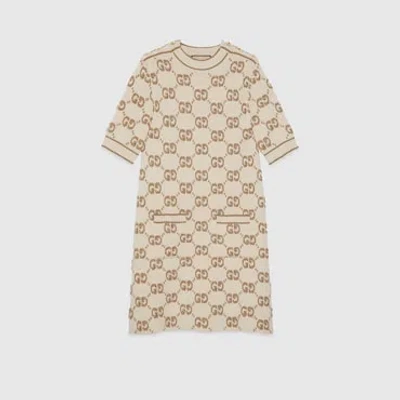 Gucci Gg-jacquard Mini Dress In Gray