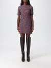Gucci Textured Wool Dress Featuring Signature Buttons In Brown