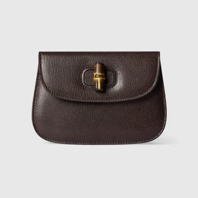 Gucci Kleine Bamboo Pouch In Brown