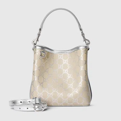 Gucci Gg Emblem Small Bucket Bag In Neutral