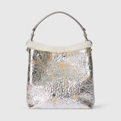Gucci Gg Emblem Small Bucket Bag In Metallic