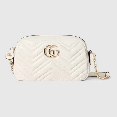 Gucci Kleine Gg Marmont Kameratasche In White