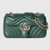 Gucci Kleine Gg Marmont Schultertasche In Green