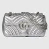 Gucci Gg Marmont Small Leather Shoulder Bag In Silver