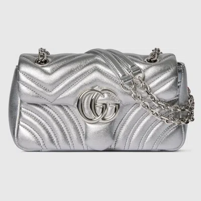 Gucci Gg Marmont Small Shoulder Bag In Silver