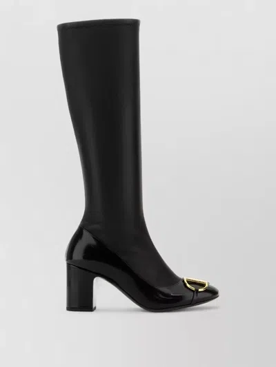 Gucci Knee-high Leather Block Heel Boots In Black