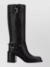 Gucci Knee Length Leather Boots With Buckle Detail In Black