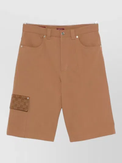 Gucci Knee Length Shorts Belt Loops Back Pockets In Brown