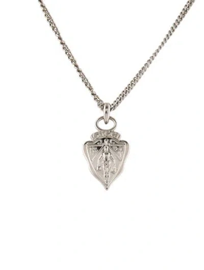 Pre-owned Gucci Knight Crest Pendant Necklace, 19.75" In Multicolor
