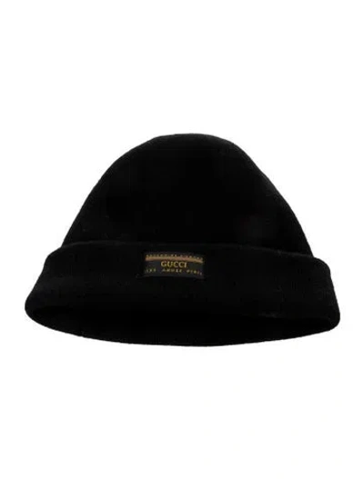 Pre-owned Gucci Knit Embroidered Beanie In Black