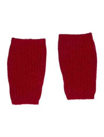 Pre-owned Gucci Knit Fingerless Gloves In Red