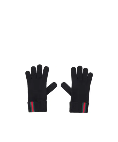 Gucci Knit Gloves In Black