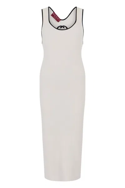 Gucci Knit Midi Dress In White
