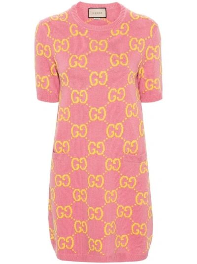 Gucci Gg Knit Dress In Pink