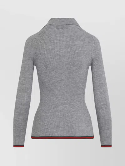 Gucci Knit Web Polo Top In Green