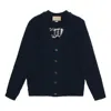 Gucci Knit Wool Cardigan With  Intarsia 'dark Blue'