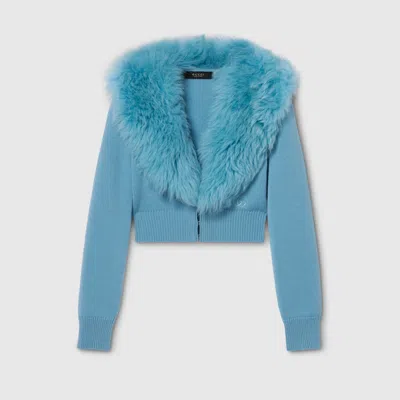 Gucci Knit Wool Cashmere Cardigan In Blue