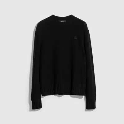Gucci Knit Wool Cashmere Sweater With Embroidery In Black