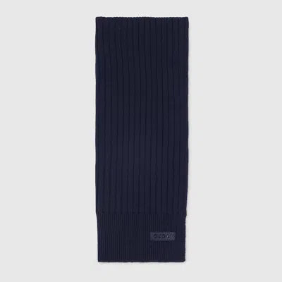 Gucci Knit Wool Scarf In Blue