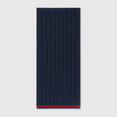 GUCCI KNIT WOOL SCARF WITH WEB