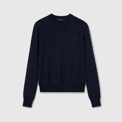 Gucci Knit Wool Sweater With Embroidery In Blue
