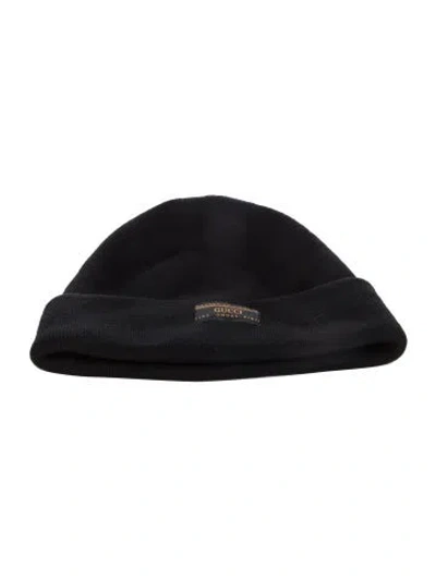 Pre-owned Gucci Knitted Beanie Hat In Black
