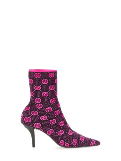 Gucci Stretch Fabric Stiletto Heel Ankle Boots In Multicolour