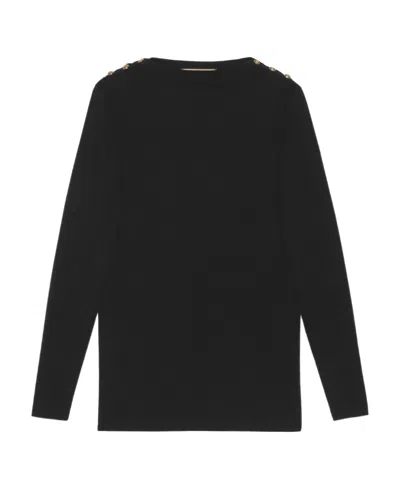 Gucci Knitted Buttoned-shoulder Jumper In Black