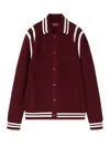 Gucci Wool Cardigan With Front Pockets And Ribbed Texture In Burgundy