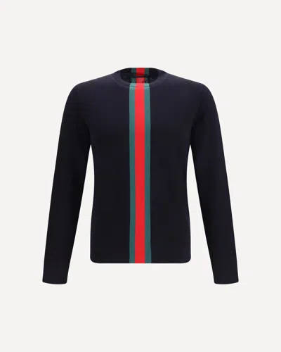 Gucci Knitted Cotton Sweater With Web Intarsi In Multi