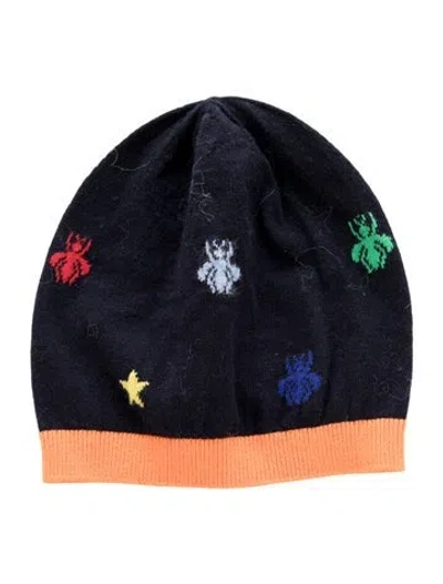 Pre-owned Gucci Babies' Knitted Patterned Beanie In Blue/orange