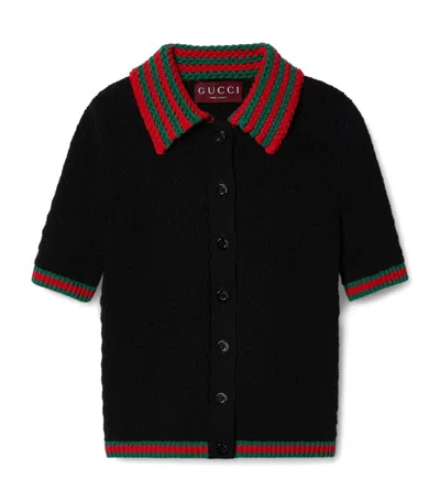 Gucci Knitted Polo-neck Top In Black