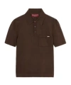 Gucci Fine Silk Knit Polo Top With Intarsia In Brown