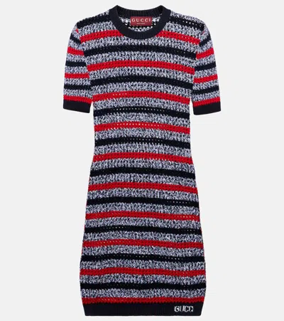 Gucci Knitted Striped Cotton-blend Minidress