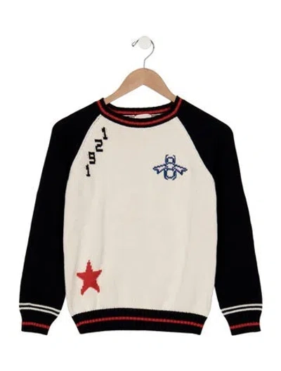 Pre-owned Gucci Kids' Knitted Sweater In Blue/white