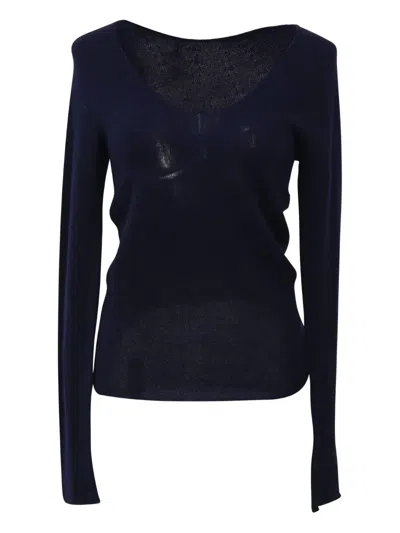 Pre-owned Gucci Knitted V-neck T-shirt In Blue