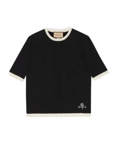 Gucci Knitted Wool Top In Black