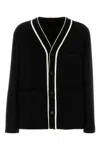 Gucci Wool Blend Cardigan With Contrast Trim And Front Pockets
