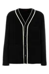 Gucci Wool Blend Cardigan With Contrast Trim And Front Pockets