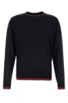 Gucci Blue Crewneck Sweater With Web Trims In Wool Man
