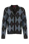Gucci Wool Blend Cardigan With Embroidered Argyle Pattern