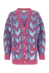 Gucci Multicolor Sequined Chevron-knit Cardigan In Blue