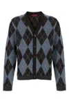 Gucci Wool Blend Cardigan With Embroidered Argyle Pattern In Multi