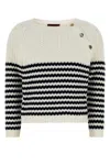 Gucci Embroidered Stripes Cotton Sweater In Neutral