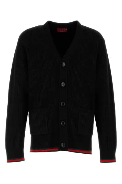 Gucci Web-stripe Trim Cardigan In Black