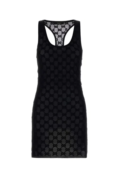 Gucci Viscose Blend Dress Geometric Pattern Racerback In Black